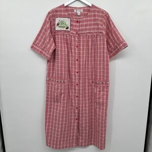 Go Softly Patio House Dress Lounge Size Small Pockets Snap Front Red Ladybug